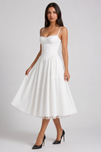 Selene - Vestido Midi Corset (Blanco) - Blanco