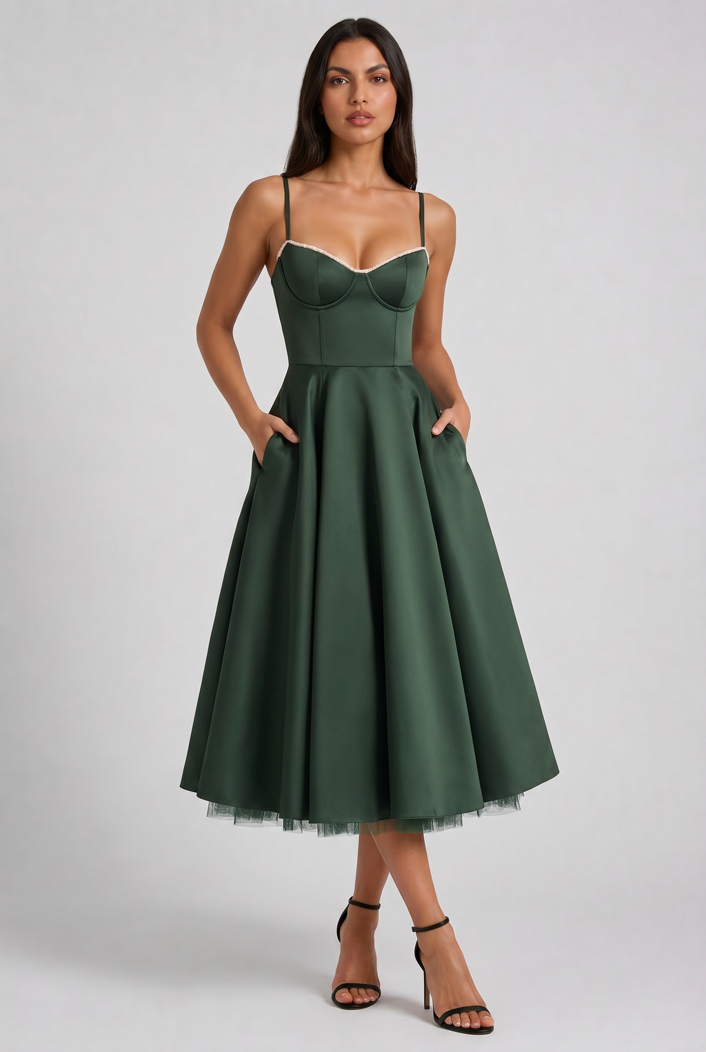 Selene - Vestido Midi Corset (Verde Bosque) - Verde bosque