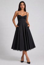 Selene - Vestido Midi Corset (Negro) - Negro