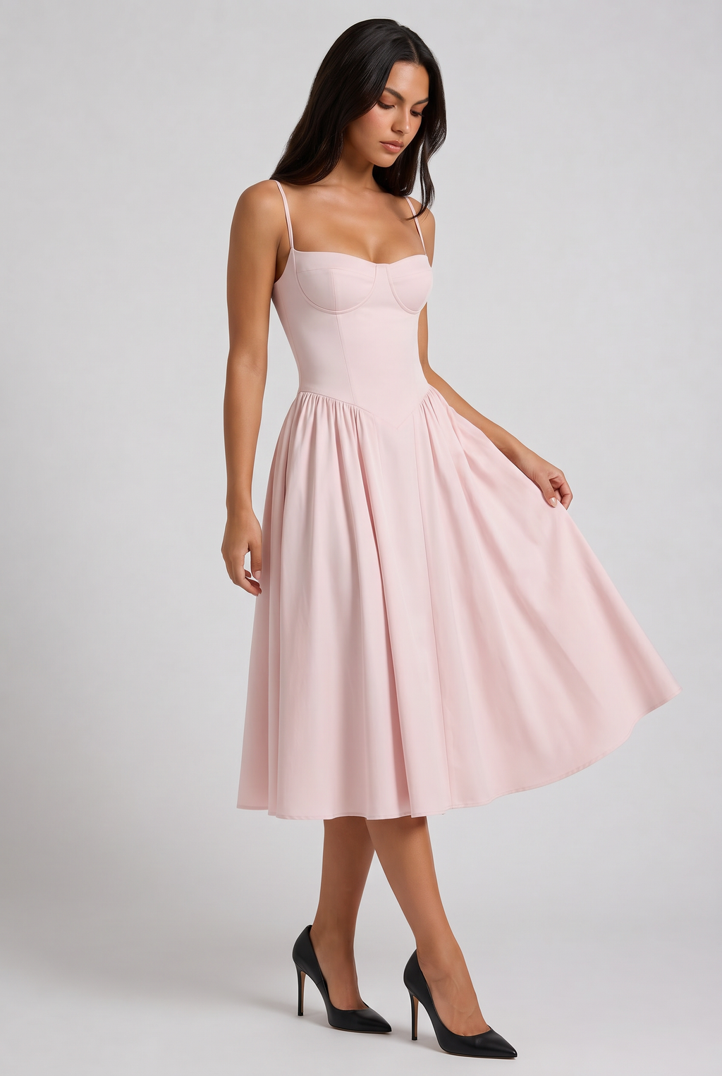 Nea - Vestido Corset con Falda Acampanada - Azul