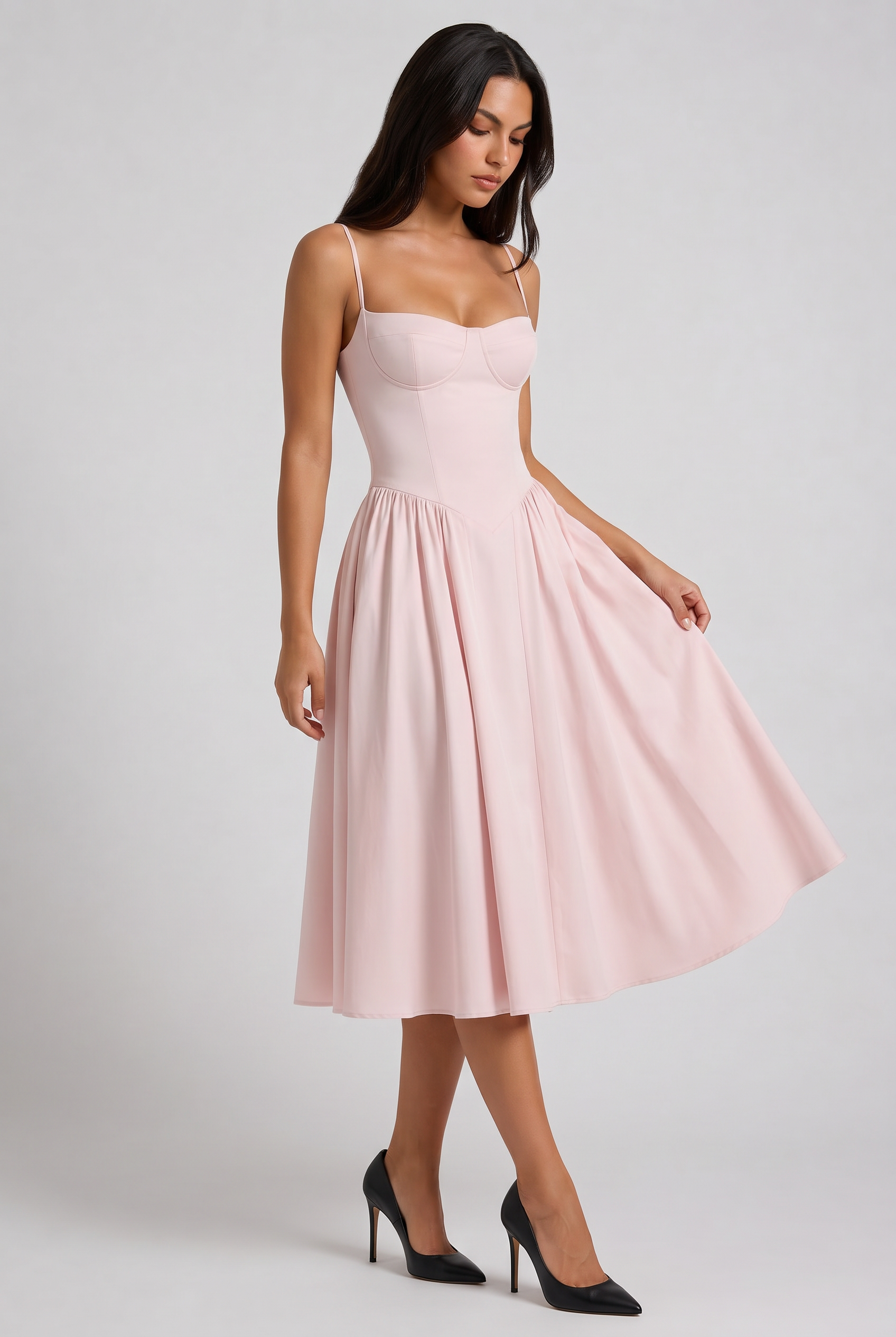 Nea - Vestido Corset con Falda Acampanada - Azul