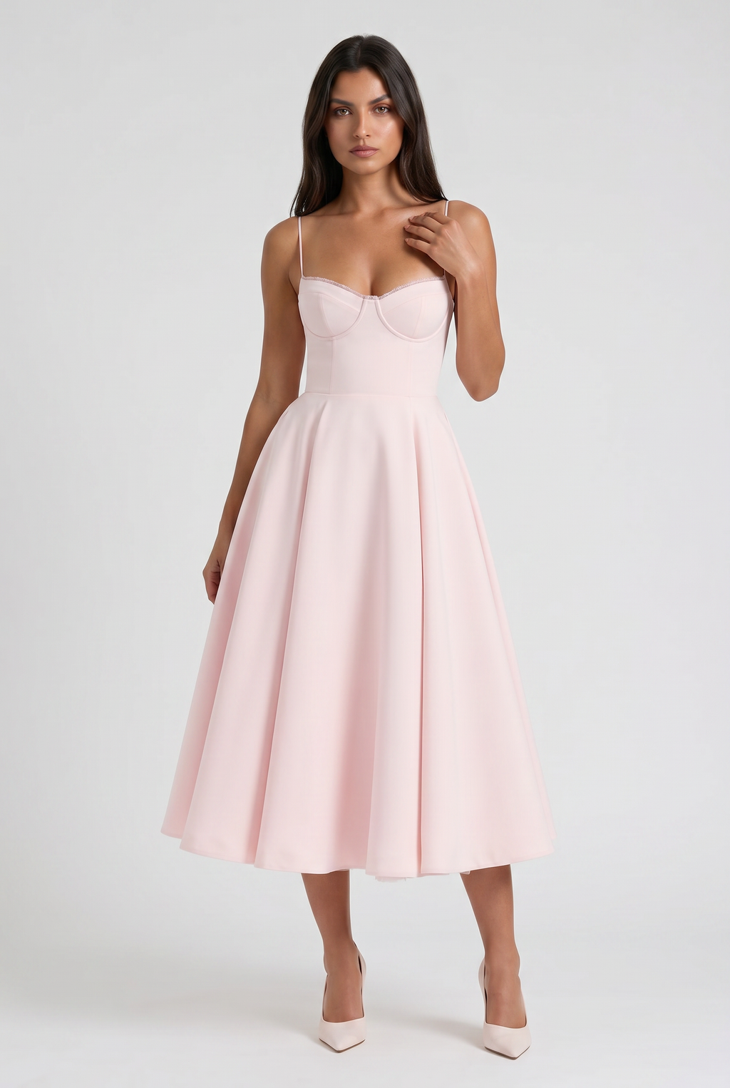 Selene - Vestido Midi Corset (Rosa Pálido)