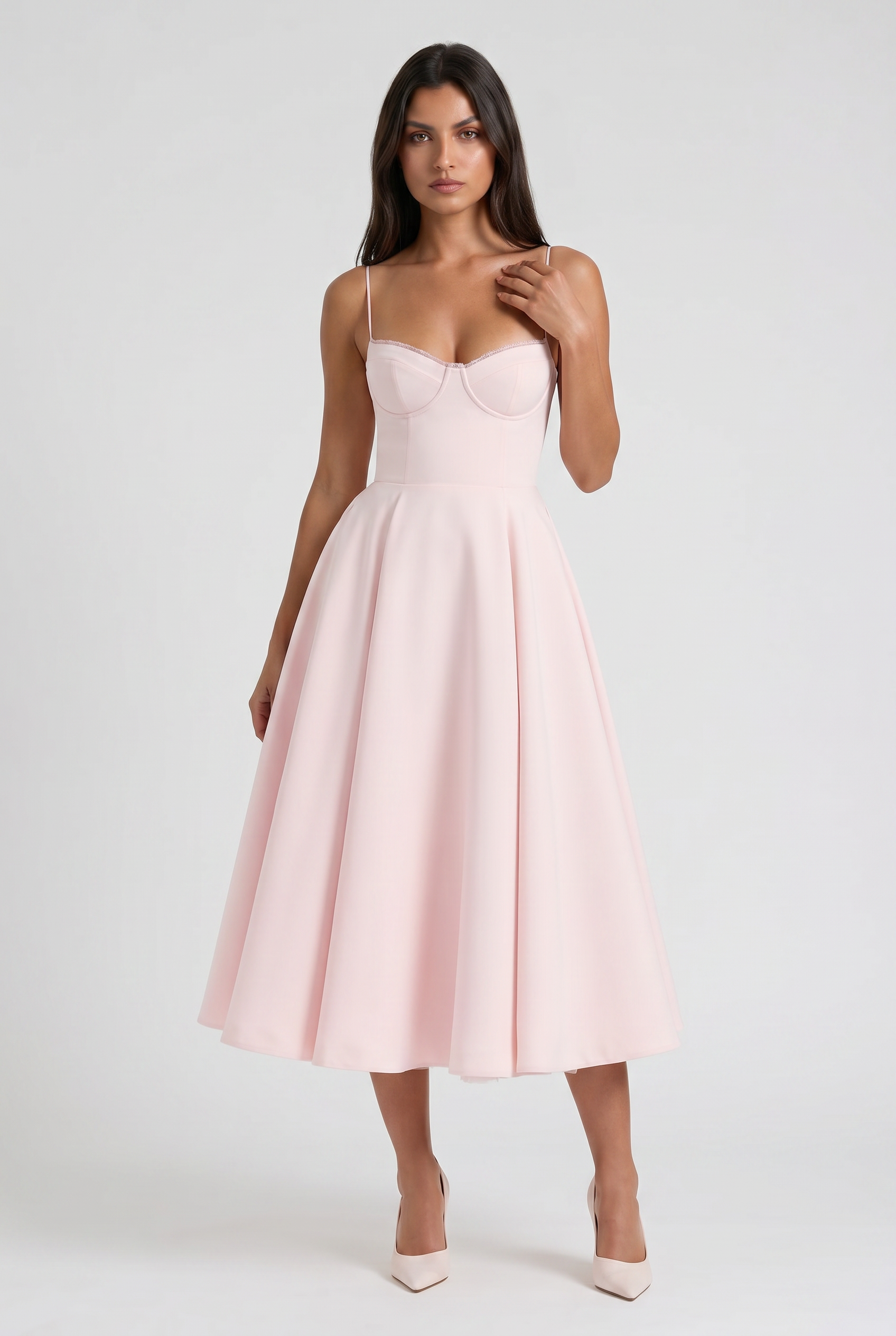 Selene - Vestido Midi Corset (Rosa Pálido)