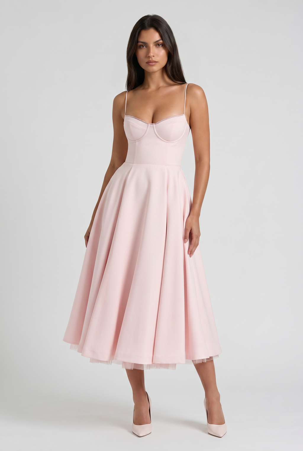 Selene - Vestido Midi Corset (Rosa Pálido) - Rosa Pálido