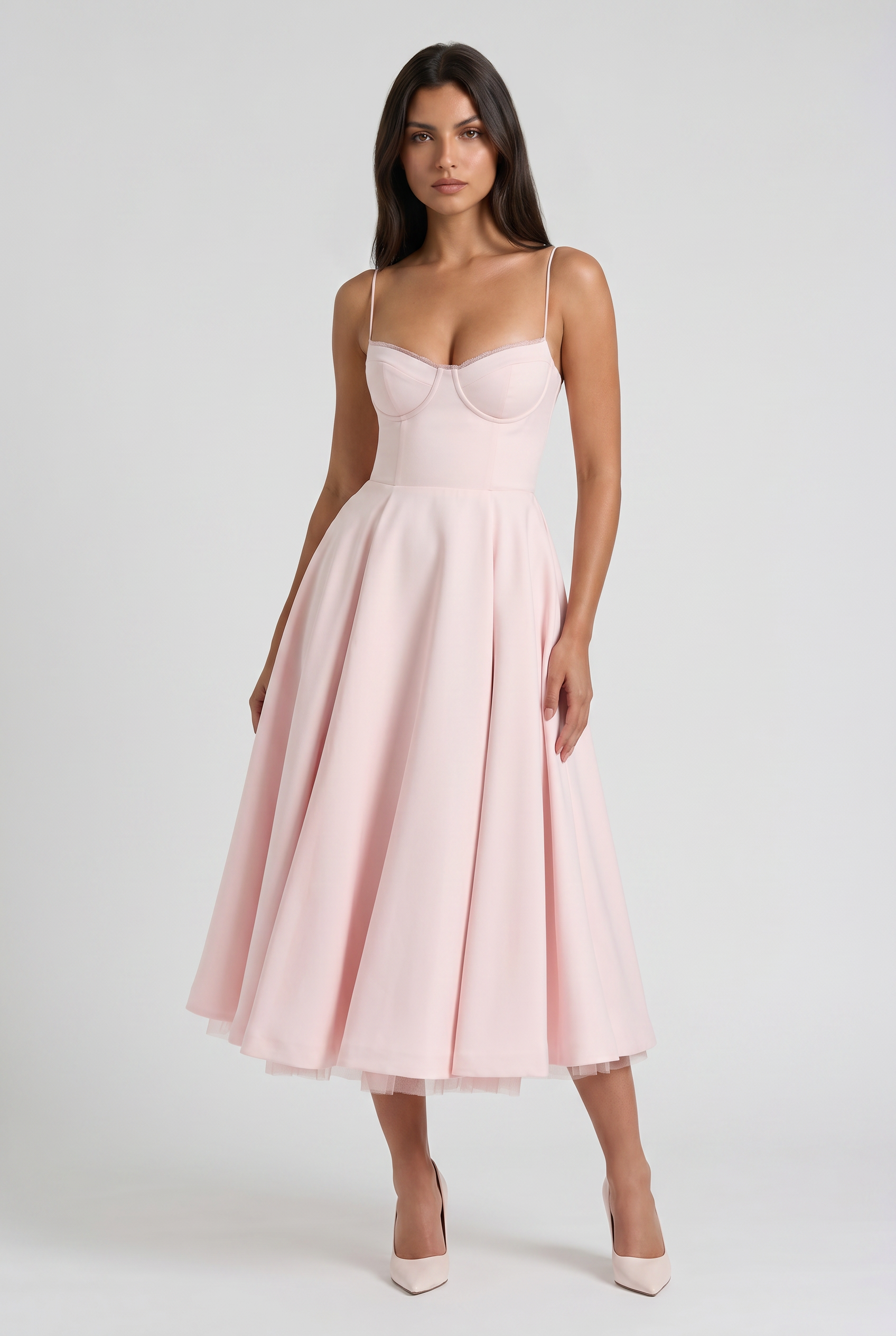 Selene - Vestido Midi Corset (Rosa Pálido) - Rosa Pálido