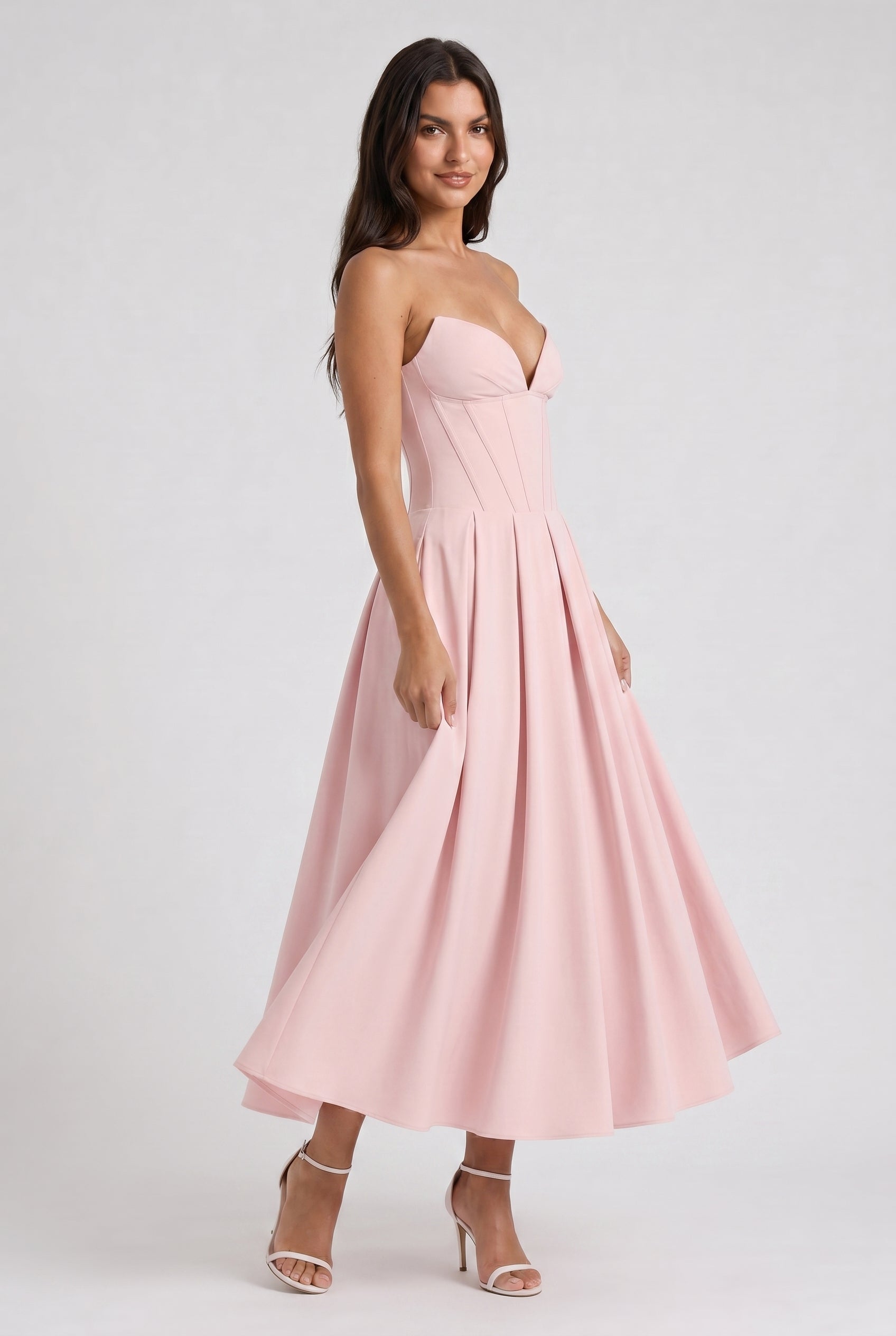 Amalfi - Vestido Corset Rosa con Falda Amplia - Rosa