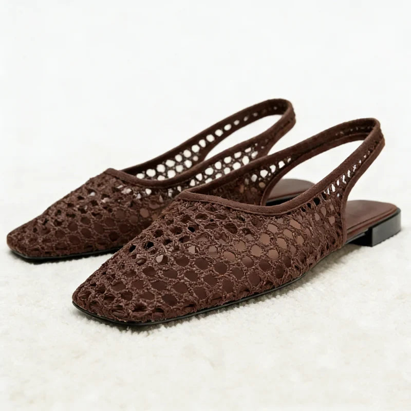 ALBIONA™ | Sandalias Planas de Malla con Punta Cuadrada