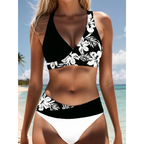 Floral Noir – Bikini con escote y estampado floral