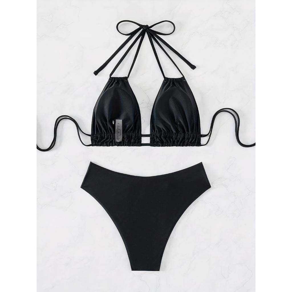Tropic Charm – Bikini Elegante con V-Formning y Colores de Verano