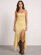 Vestido floral con abertura lateral