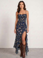 Vestido floral con abertura lateral