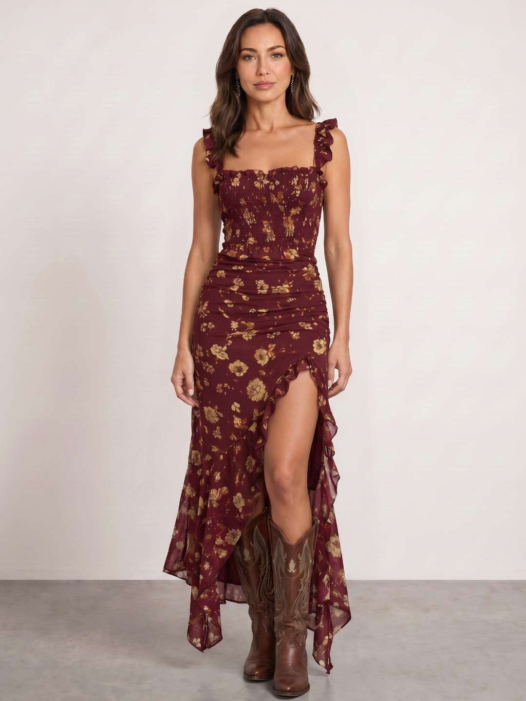 Vestido floral con abertura lateral
