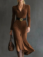 Dafne | Vestido Midi de Ante con Abertura