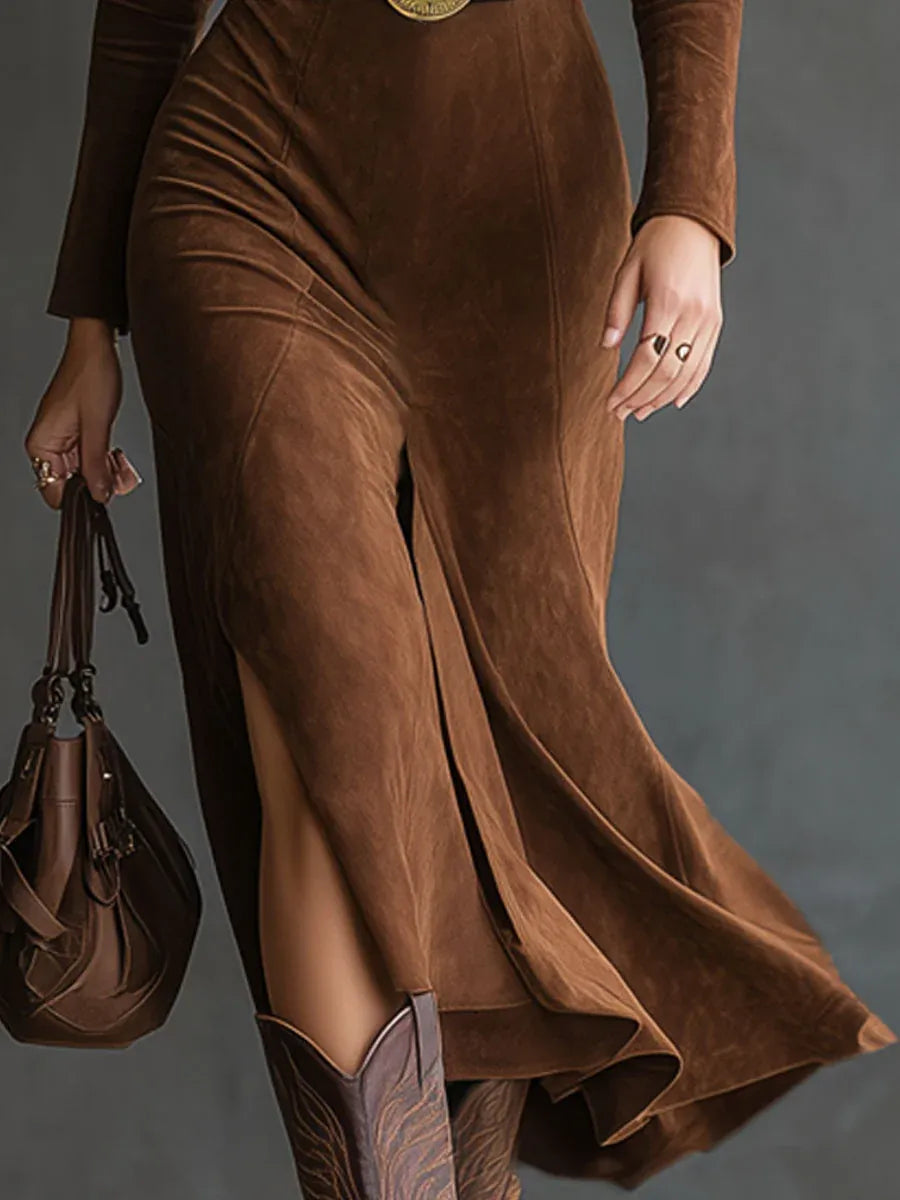 Dafne | Vestido Midi de Ante con Abertura