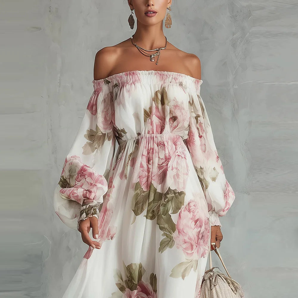 Piwonia | Vestido Maxi de Hombros Descubiertos