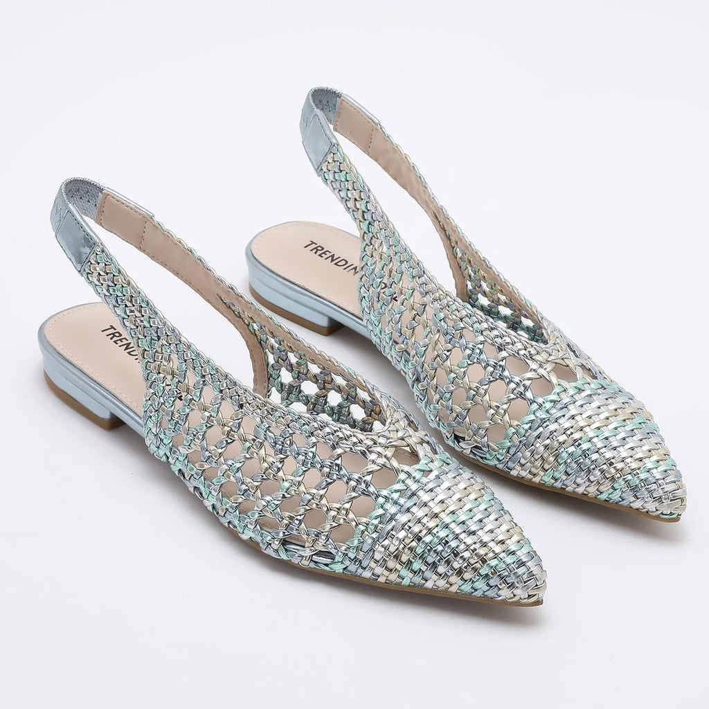 TRENDIVA™ | Sandalias Planas Trenzadas Puntiaguda