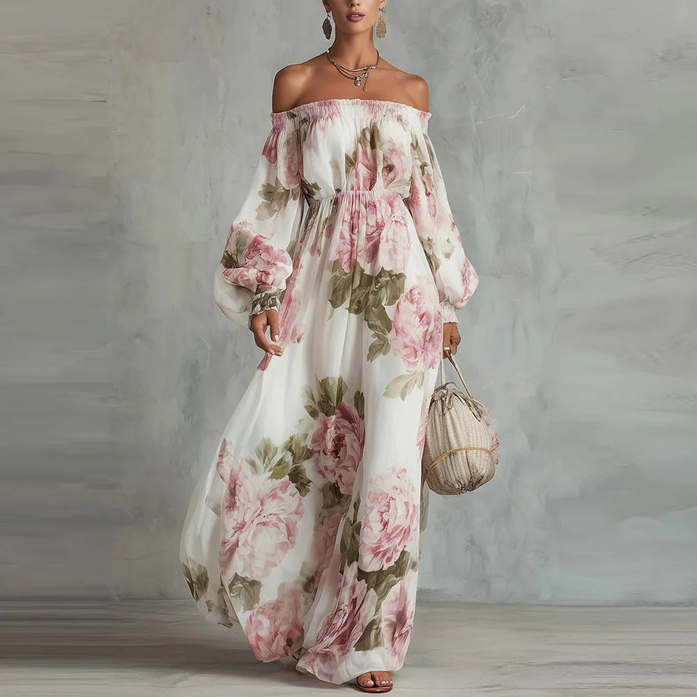 Piwonia | Vestido Maxi de Hombros Descubiertos