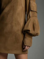 Bibiane | Minivestido Oversize de Ante con Cuello Alto
