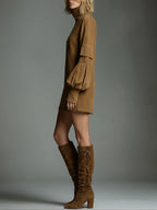 Bibiane | Minivestido Oversize de Ante con Cuello Alto
