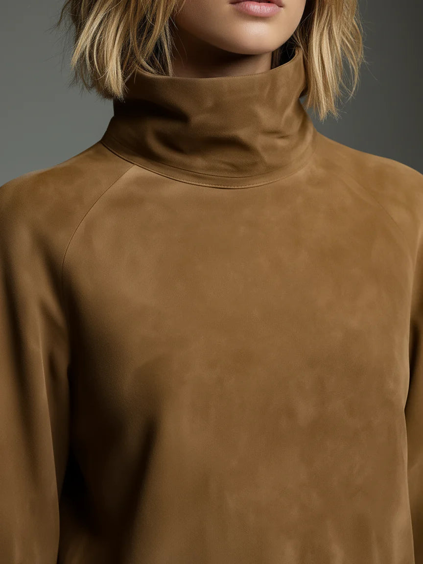 Bibiane | Minivestido Oversize de Ante con Cuello Alto