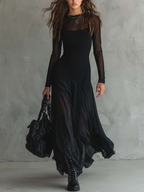 Tilda | Vestido Maxi Negro de Corte Fluido