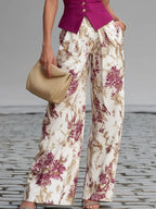 Conjunto Chaleco Rosa y Pantalón Ancho Floral