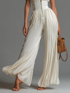 Mono en Chiffon Blanco Sin Mangas con Cremallera