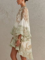 Rosalia | Vestido Mini con Volantes en Rayas Verdes