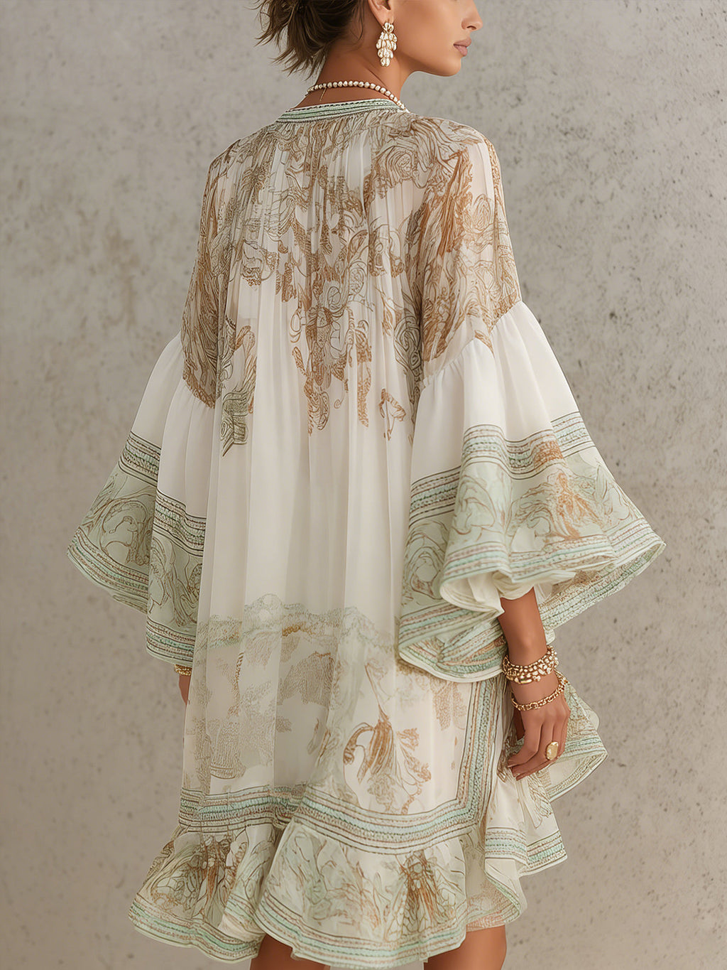 Rosalia | Vestido Mini con Volantes en Rayas Verdes