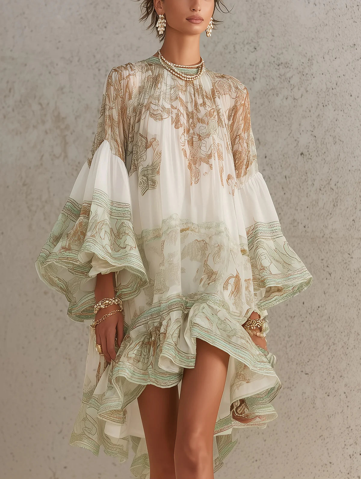 Rosalia | Vestido Mini con Volantes en Rayas Verdes