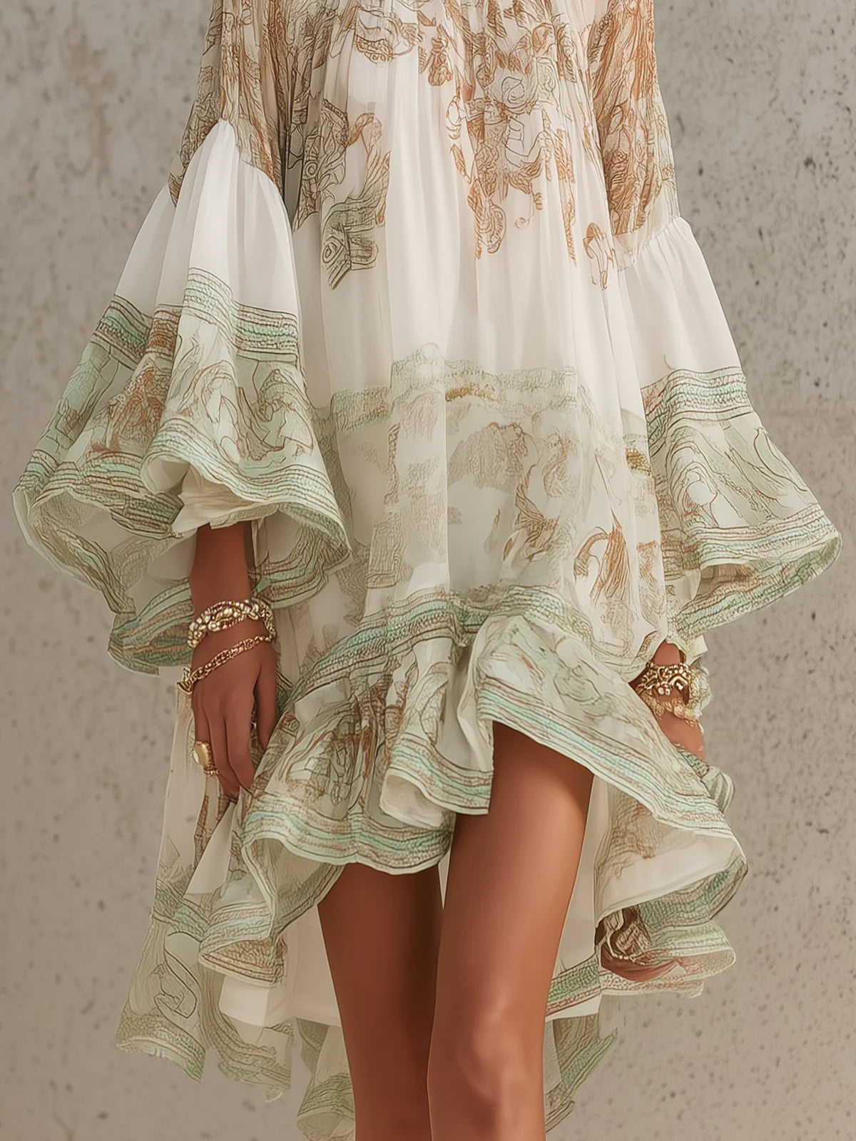 Rosalia | Vestido Mini con Volantes en Rayas Verdes
