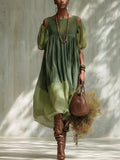 Vestido Midi en Chiffon Verde con Hombros Descubiertos