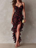 Wiola | Vestido Floral Fruncido con Volante