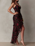 Wiola | Vestido Floral Fruncido con Volante