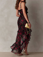 Wiola | Vestido Floral Fruncido con Volante