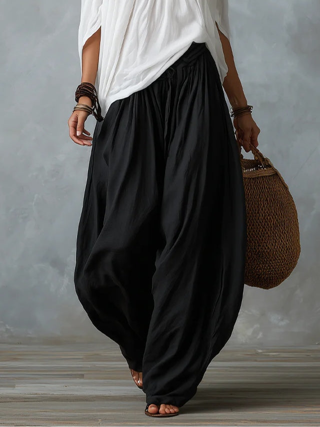 Conjunto Top Blanco Off-Shoulder y Pantalón Ancho