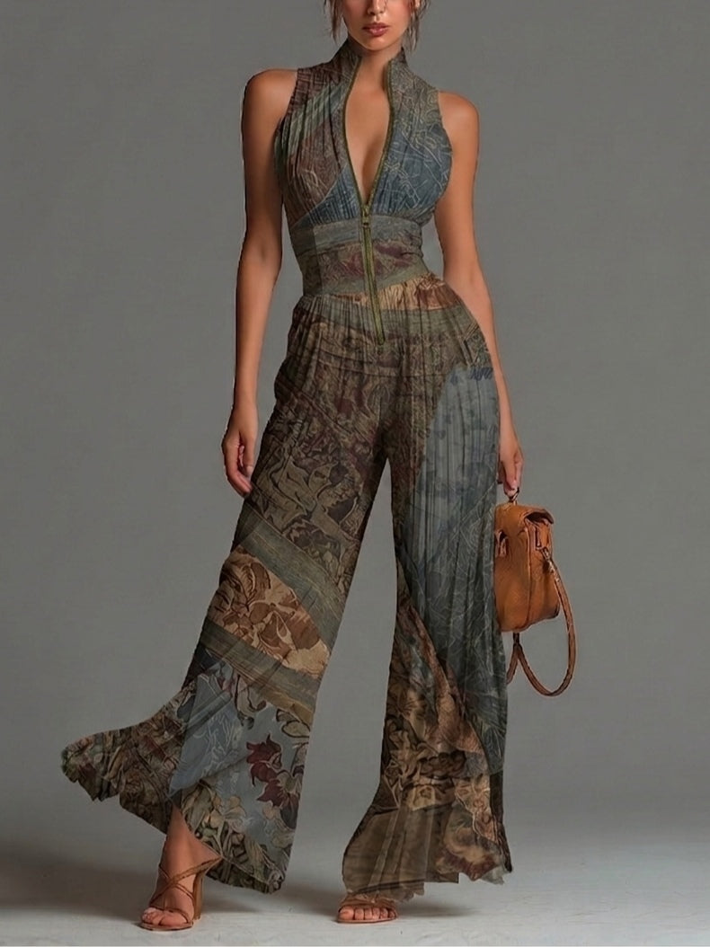 Mono Sin Mangas en Chiffon con Estampado Étnico Bohemio
