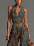 Mono Sin Mangas en Chiffon con Estampado Étnico Bohemio