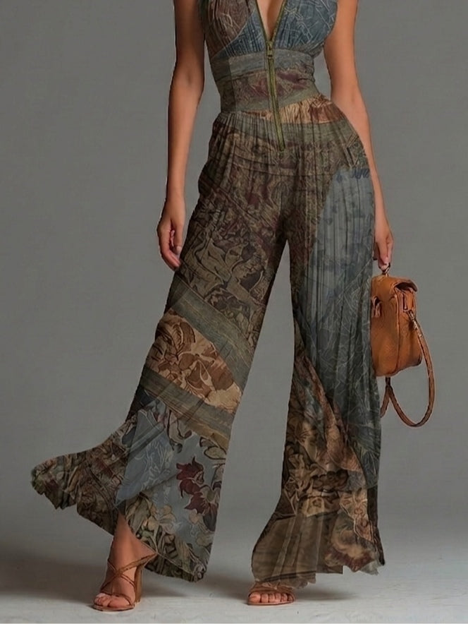 Mono Sin Mangas en Chiffon con Estampado Étnico Bohemio