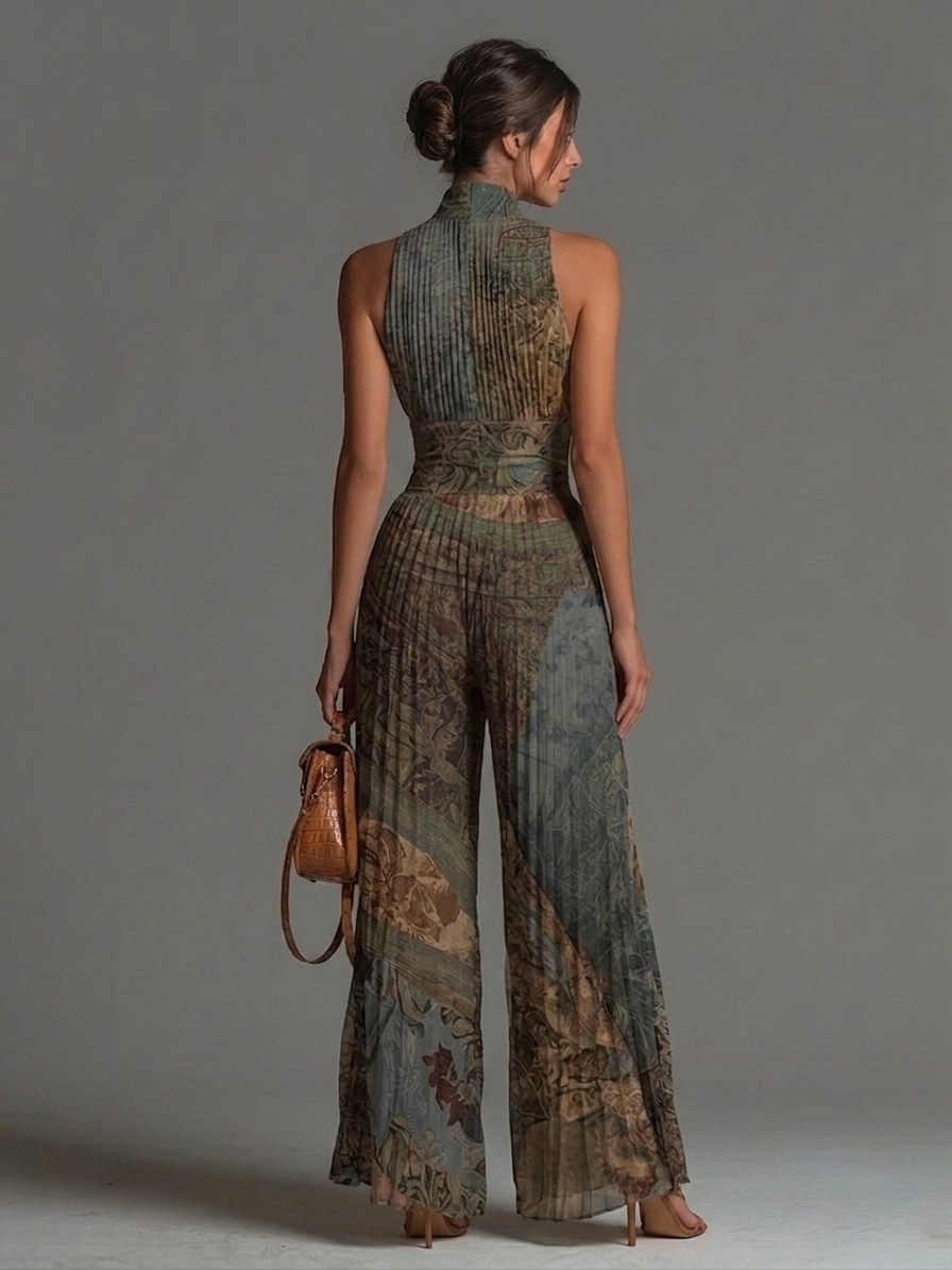 Mono Sin Mangas en Chiffon con Estampado Étnico Bohemio