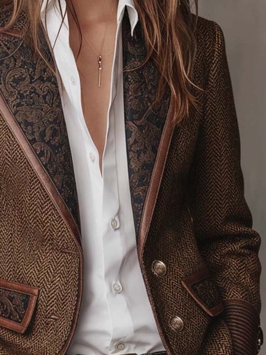 Gisèle | Blazer con Paneles Estampado Espiga