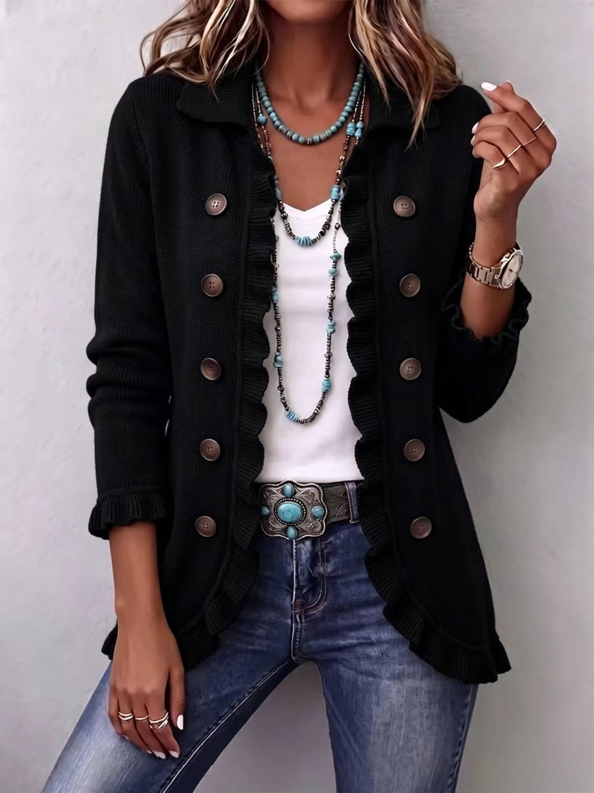 Camila | Chaqueta de Punto Negra