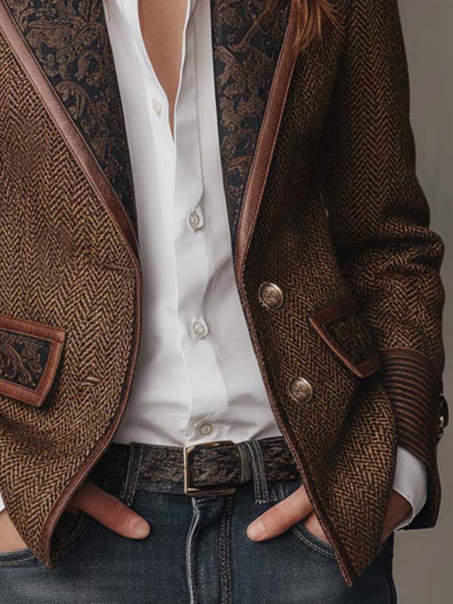 Gisèle | Blazer con Paneles Estampado Espiga