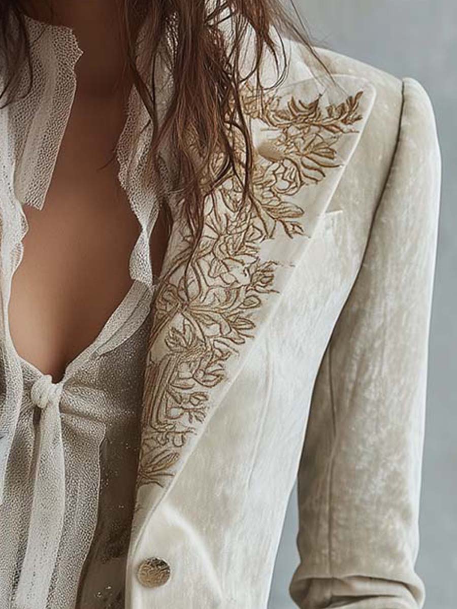 Constance | Blazer Marfil Bordado Sastre