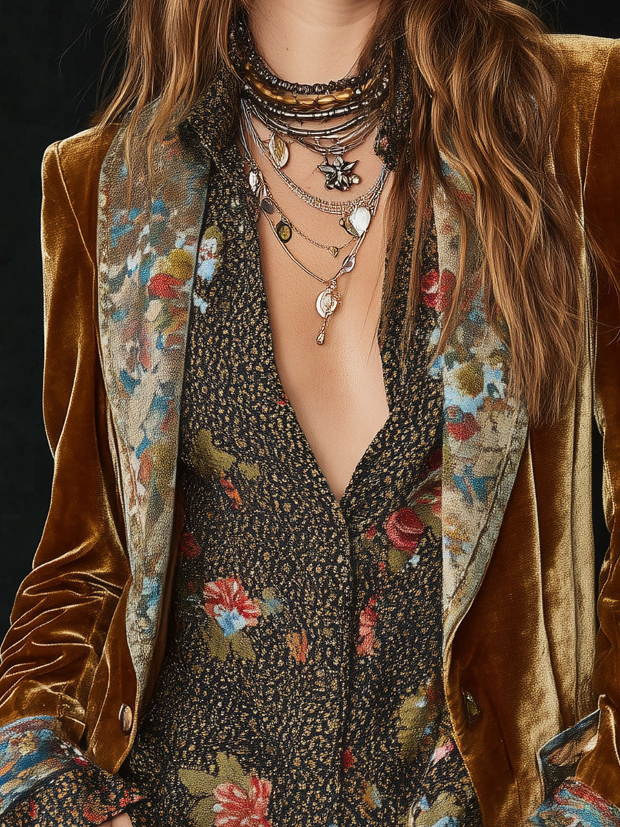 Marcelline | Blazer Patchwork Floral Vintage