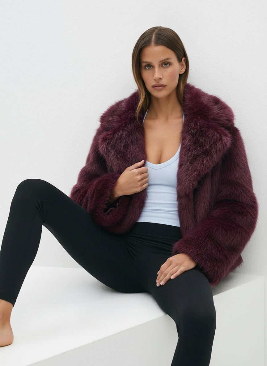 Ottavia | Chaqueta de Pelo Sintético con Cuello Chal
