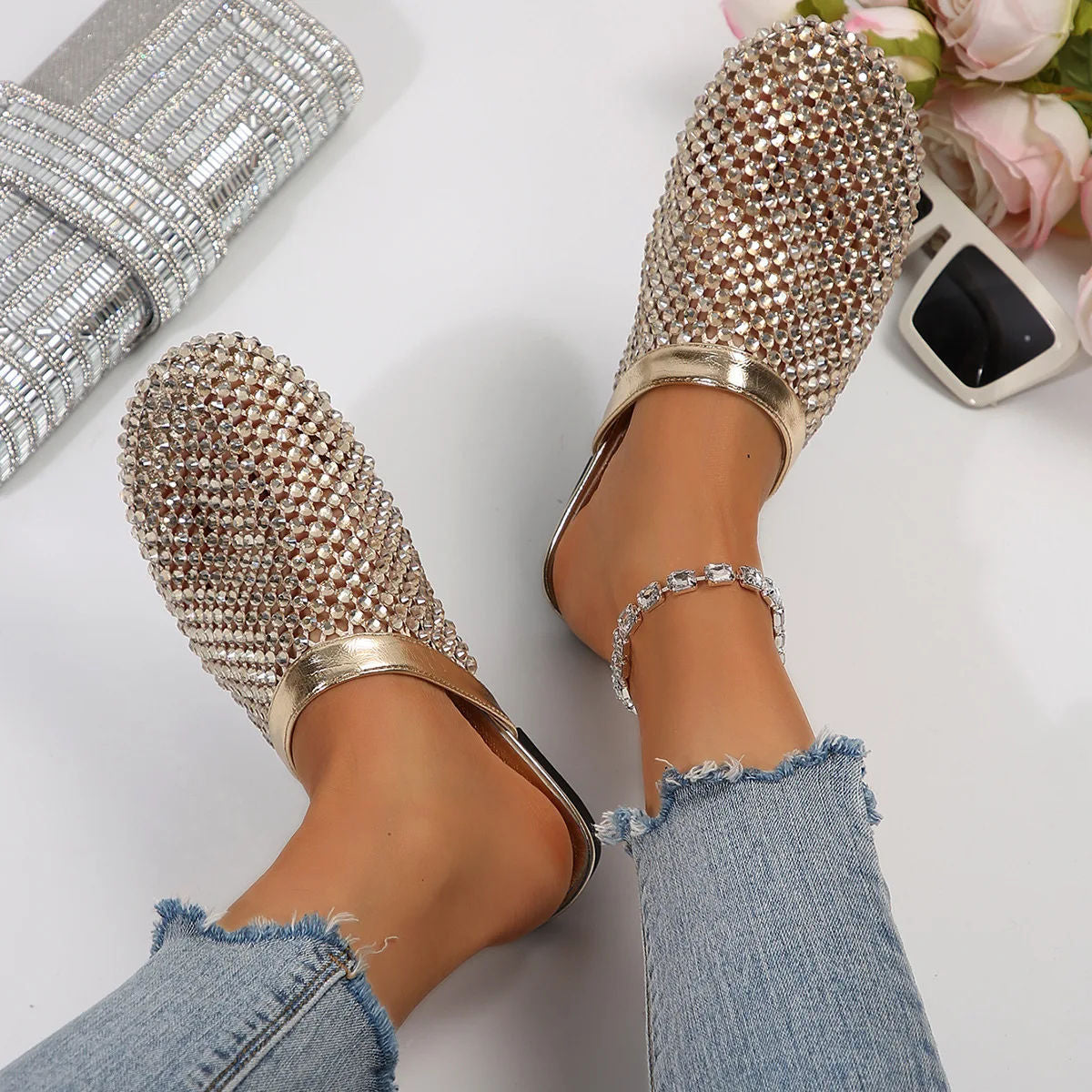 ROSENVALE™ | Sandalias con Pedrería y Punta Redonda