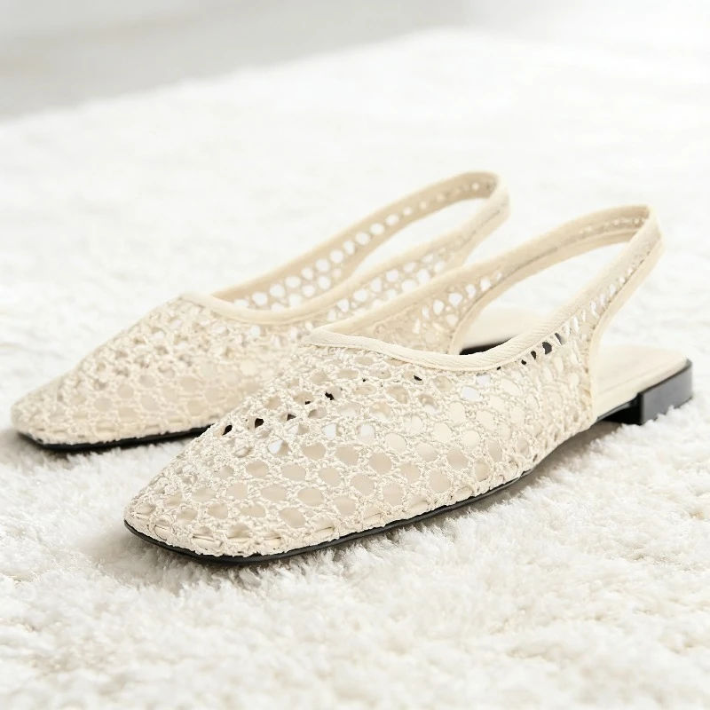 ALBIONA™ | Sandalias Planas de Malla con Punta Cuadrada