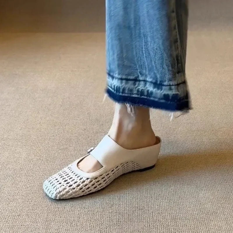 BELLAMONT™ | Sandalias de Cuña Tejidas con Punta Cuadrada