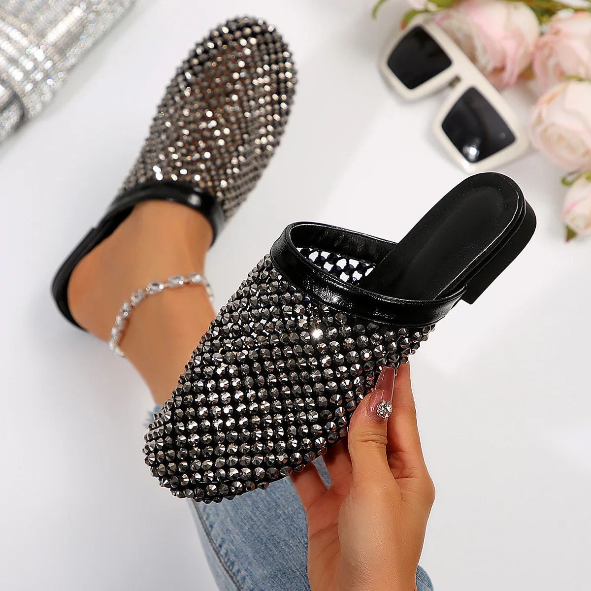 ROSENVALE™ | Sandalias con Pedrería y Punta Redonda